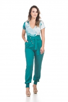 CONJUNTO KÍMIKA CALÇA EM LIOCEL LEVE VERDE.