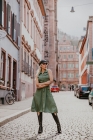 VESTIDO MÍDI KÍMIKA EM LINHO COM TEXTURA PIQUET VERDE