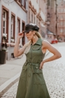 VESTIDO MÍDI KÍMIKA EM LINHO COM TEXTURA PIQUET VERDE