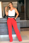 CONJUNTO KÍMIKA DE CALÇA TRICOLOR EM CREPE FLUÍDO