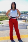 CONJUNTO KÍMIKA DE CALÇA TRICOLOR EM CREPE FLUÍDO