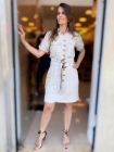 VESTIDO CURTO KÍMIKA EM LINHO FLUÍDO COM DETALHES