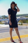 VESTIDO CURTO KÍMIKA MONOCROMÁTICO EM CREPE CONFORT AZUL MARINHO