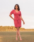 VESTIDO CURTO KÍMIKA MONOCROMÁTICO EM CREPE CONFORT VERMELHO