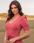 VESTIDO CURTO KÍMIKA MONOCROMÁTICO EM CREPE CONFORT VERMELHO