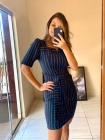 VESTIDO CURTO KÍMIKA CASUAL/JUSTO EM BENGALINE DE LISTRAS AZUL