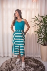 CONJUNTO KÍMIKA DE SAIA MÍDI BICOLOR VERDE