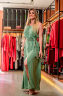 VESTIDO LONGO KÍMIKA EM CREPE FLUÍDO VERDE