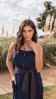 VESTIDO LONGO KÍMIKA EM CREPE FLUÍDO AZUL MARINHO