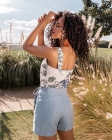 CONJUNTO KÍMIKA DE SHORT EM LINHO COM ELASTANO E BLUSA ESTAMPADA