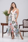 VESTIDO MÍDI KÍMIKA EM CREPE FLUÍDO E ESTAMPA EXCLUSIVA