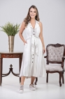 VESTIDO MÍDI KÍMIKA EM LINHO LISTRADO DE FIBRAS NATURAIS 
