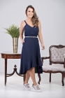 VESTIDO MÍDI KÍMIKA EM CREPE FLUÍDO AZUL MARINHO