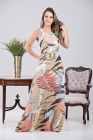 VESTIDO LONGO KÍMIKA EM CREPE FLUÍDO ESTAMPA EXCLUSIVA 