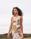 VESTIDO LONGO KÍMIKA EM CREPE FLUÍDO ESTAMPA EXCLUSIVA 