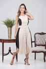 VESTIDO MÍDI KÍMIKA EM CREPE TEXTURIZADO BICOLOR
