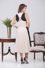 VESTIDO MÍDI KÍMIKA EM CREPE TEXTURIZADO BICOLOR