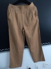 CALÇA AVULSA SINTONIA PANTALONA EM LINHO MARROM