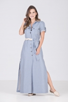 VESTIDO LONGO KÍMIKA LINHA ECO AZUL.