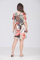 VESTIDO CURTO KÍMIKA CREPE FLUIDO COM ESTAMPA EXCLUSIVA.
